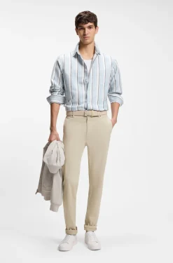 Tapered-fit trousers in stretch-cotton satin