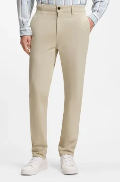 Tapered-fit trousers in stretch-cotton satin
