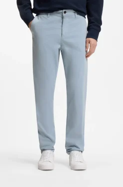 Tapered-fit trousers in stretch-cotton satin