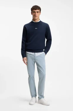 Tapered-fit trousers in stretch-cotton satin