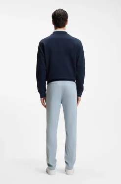 Tapered-fit trousers in stretch-cotton satin