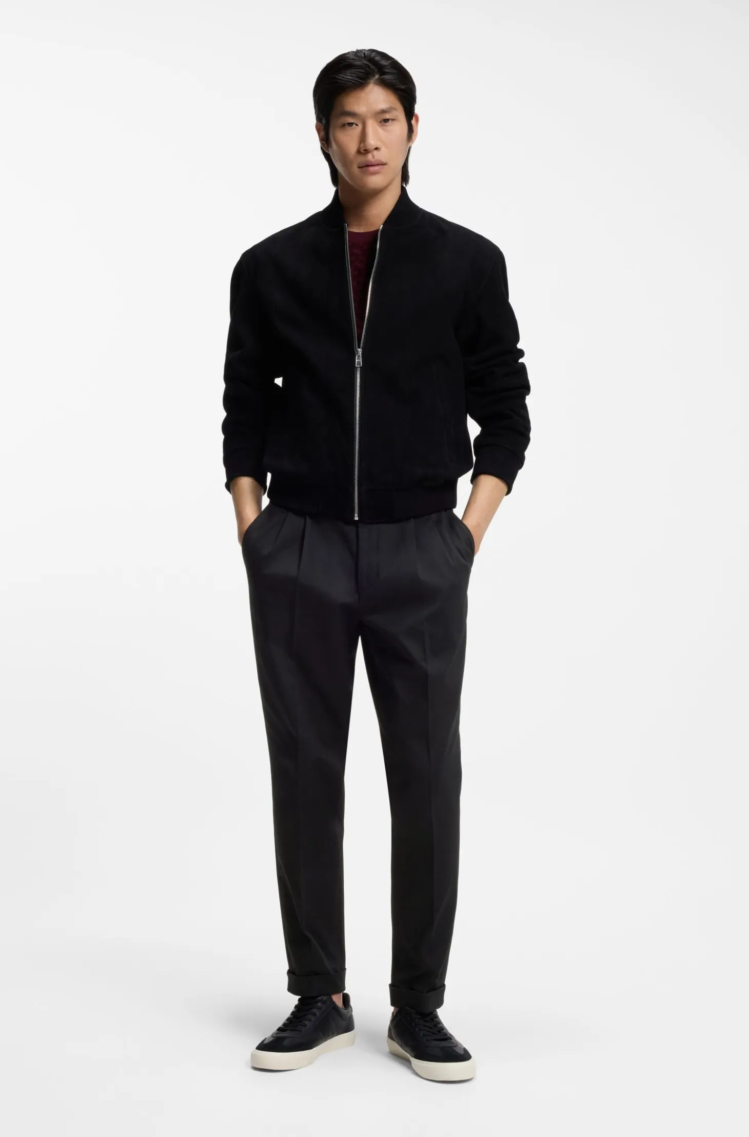 Tapered-fit trousers in stretch-cotton twill