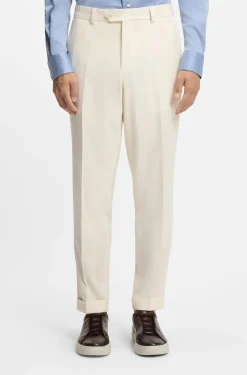 Tapered-fit trousers in virgin wool and cotton