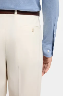 Tapered-fit trousers in virgin wool and cotton