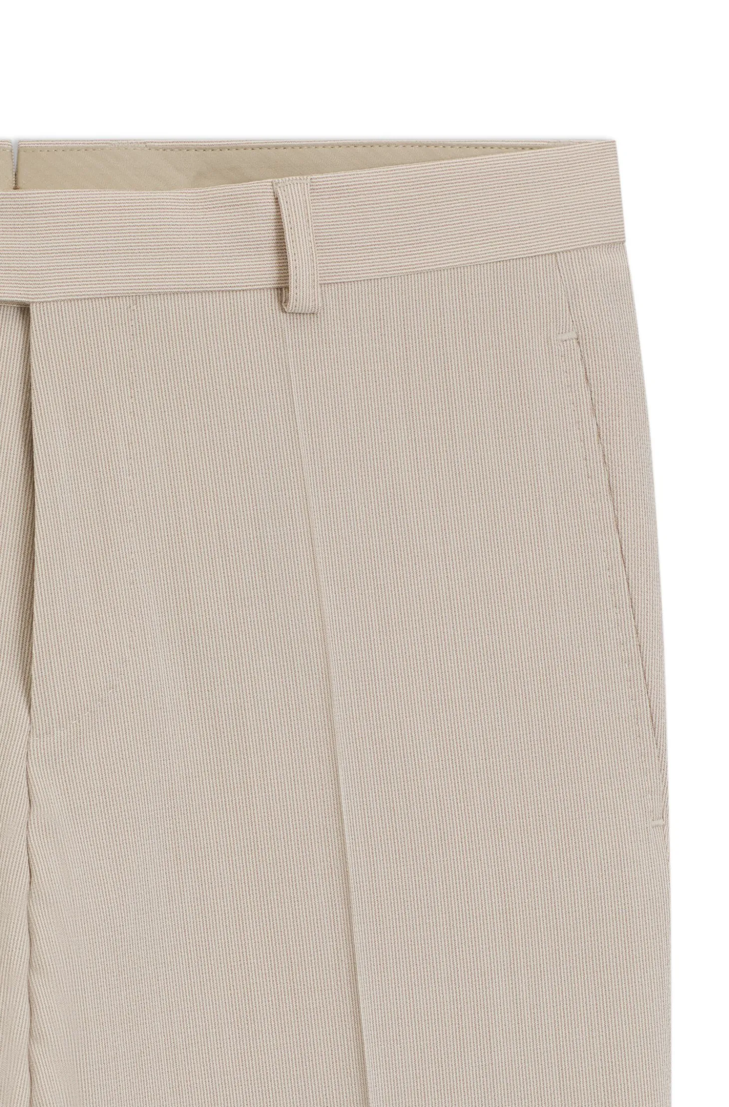Tapered-fit trousers in wool-blend seersucker fabric