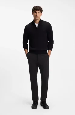 Tapered modern-fit trousers in stretch cotton