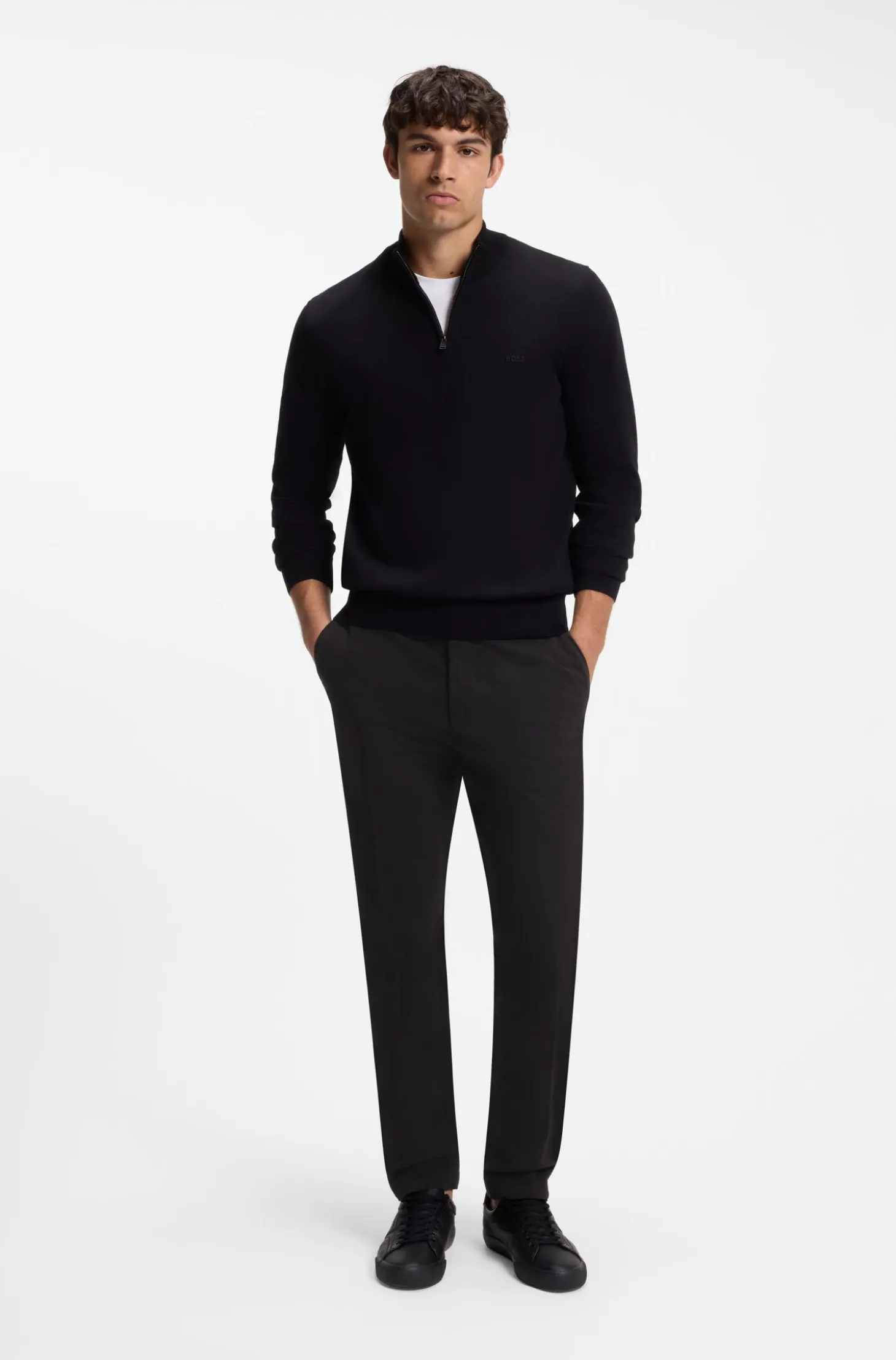Tapered modern-fit trousers in stretch cotton