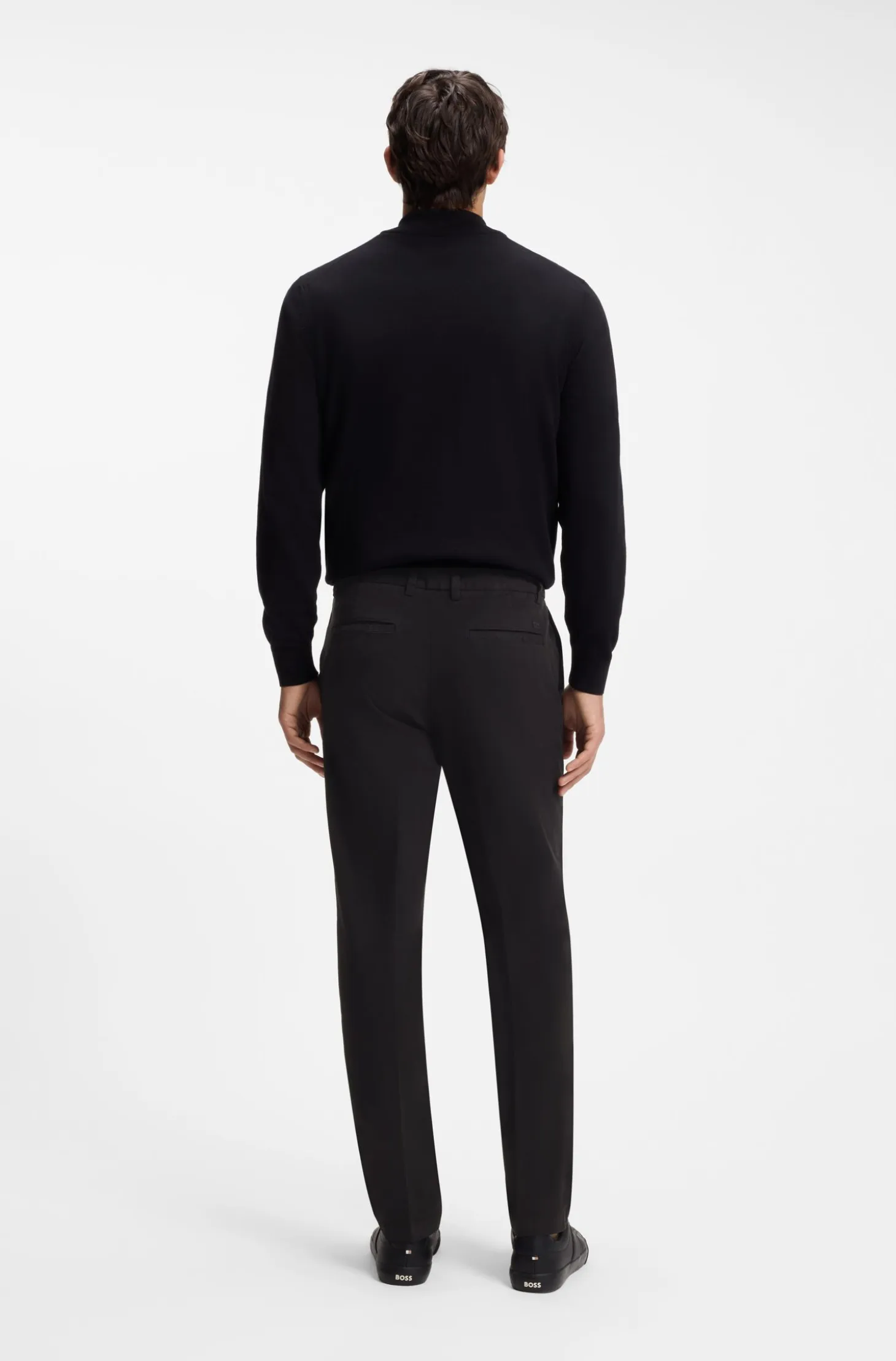 Tapered modern-fit trousers in stretch cotton