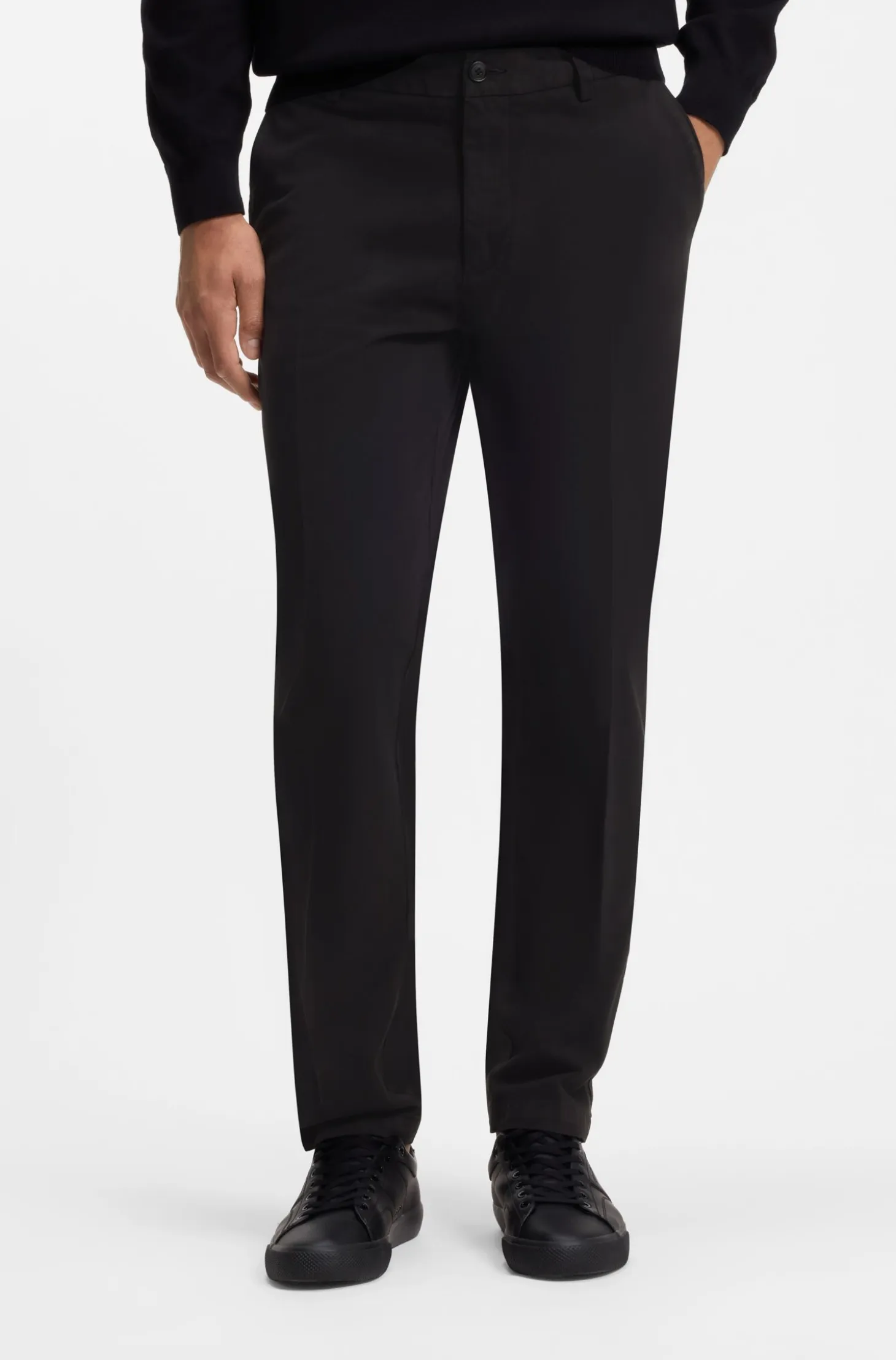 Tapered modern-fit trousers in stretch cotton