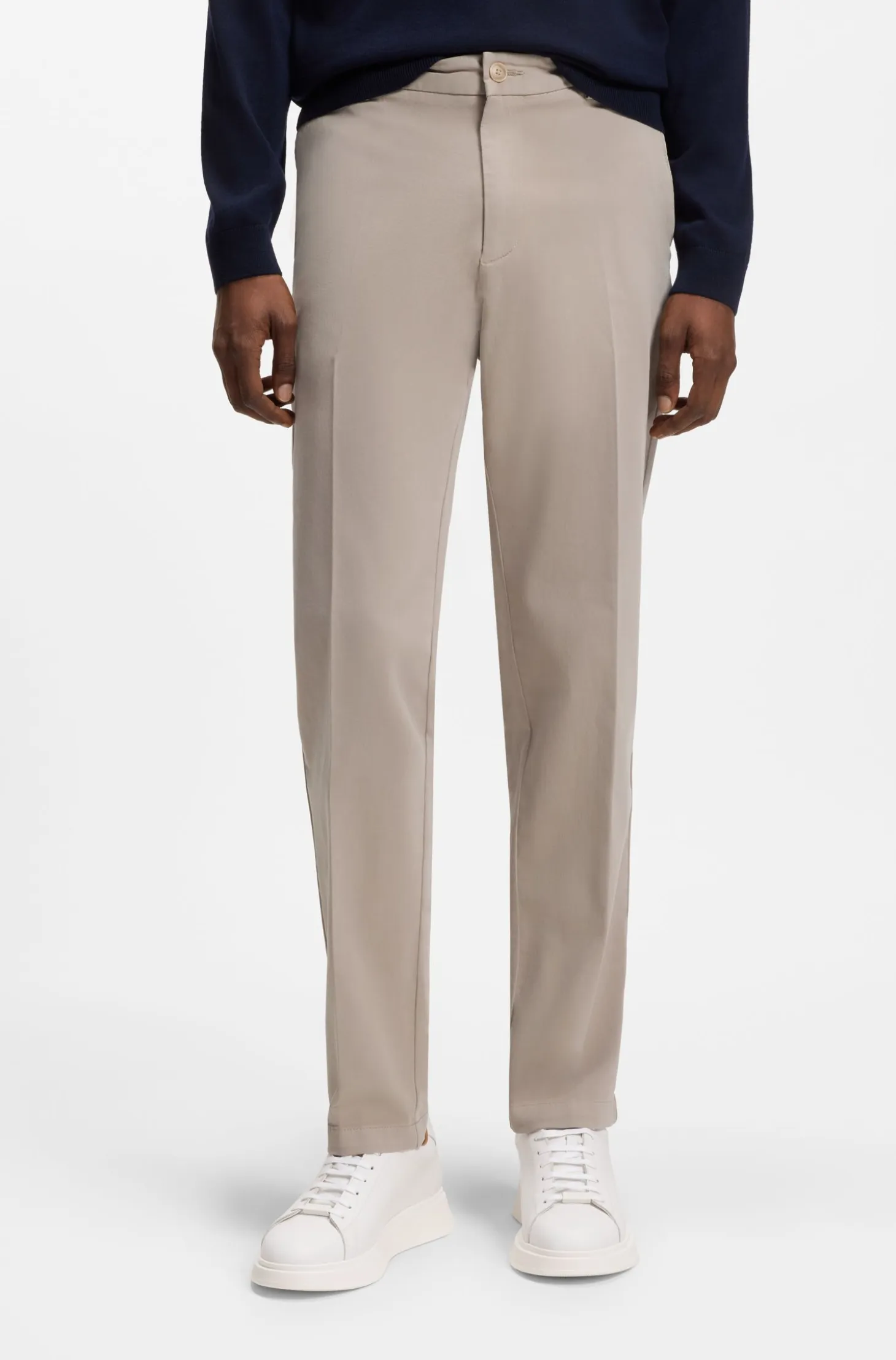Tapered modern-fit trousers in stretch cotton