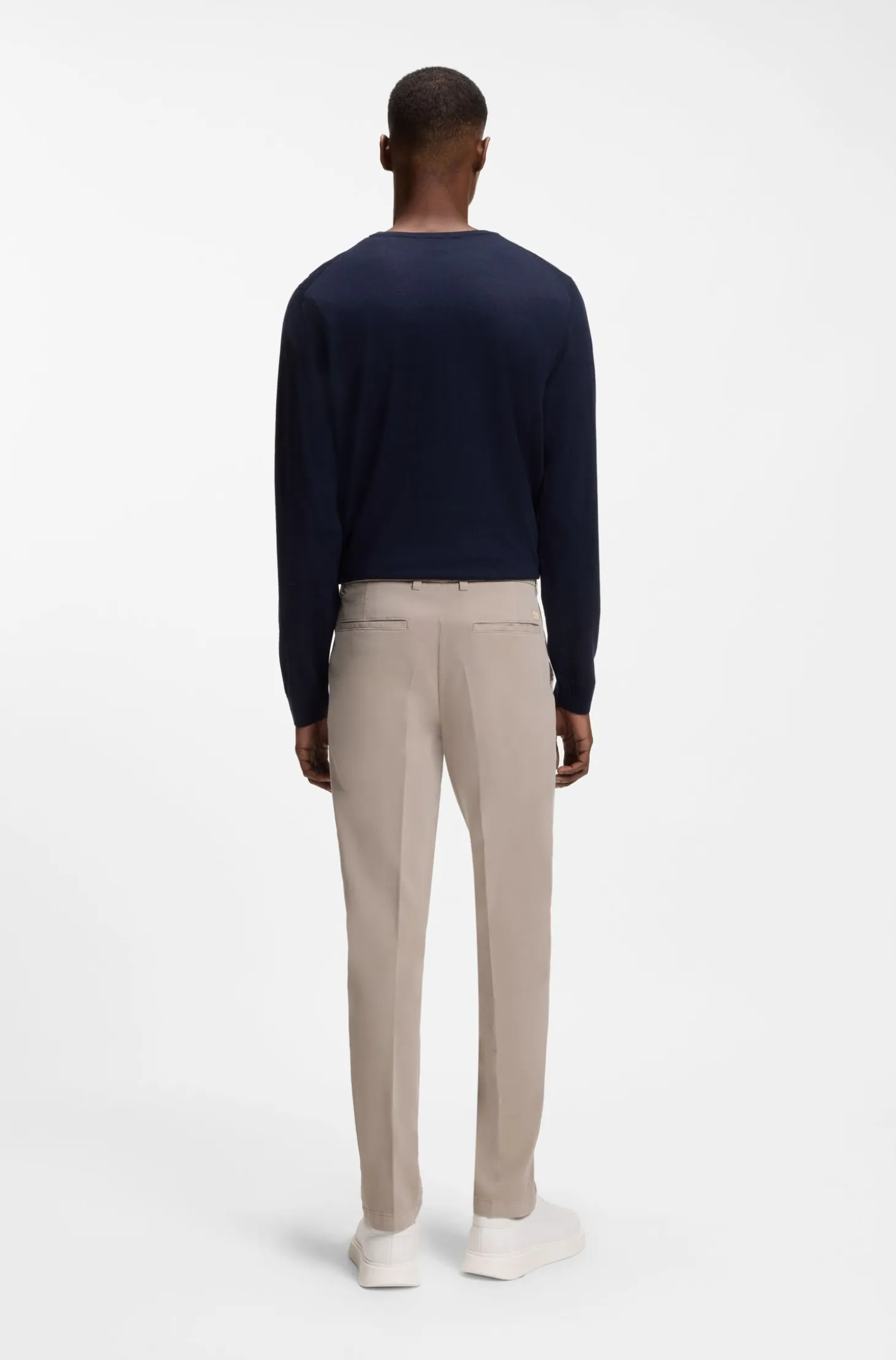 Tapered modern-fit trousers in stretch cotton