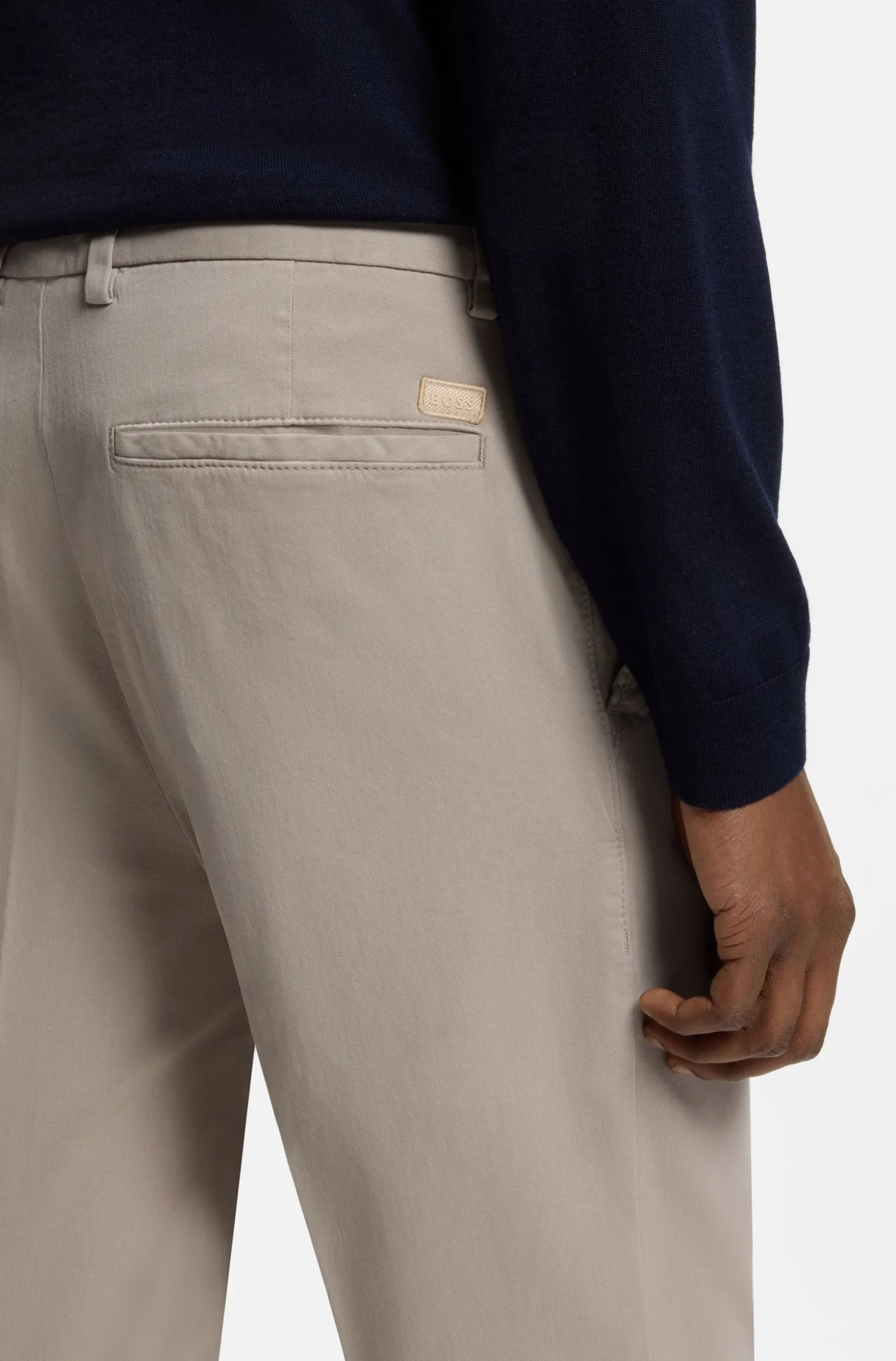 Tapered modern-fit trousers in stretch cotton