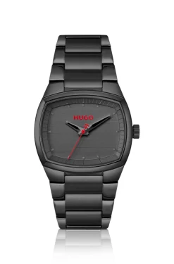 Telly black-plated watch with retro-shaped case