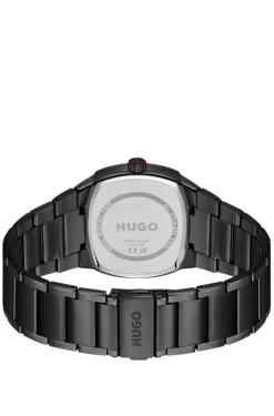 Telly black-plated watch with retro-shaped case
