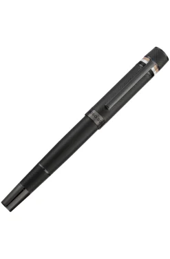 Textured-barrel ballpoint pen with signature-stripe ring