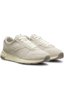 Textured-suede trainers with logo details