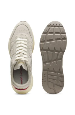 Textured-suede trainers with logo details