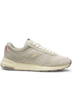 Textured-suede trainers with logo details