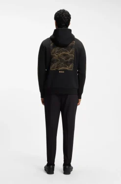 The Open cotton-blend hoodie with rear graphic
