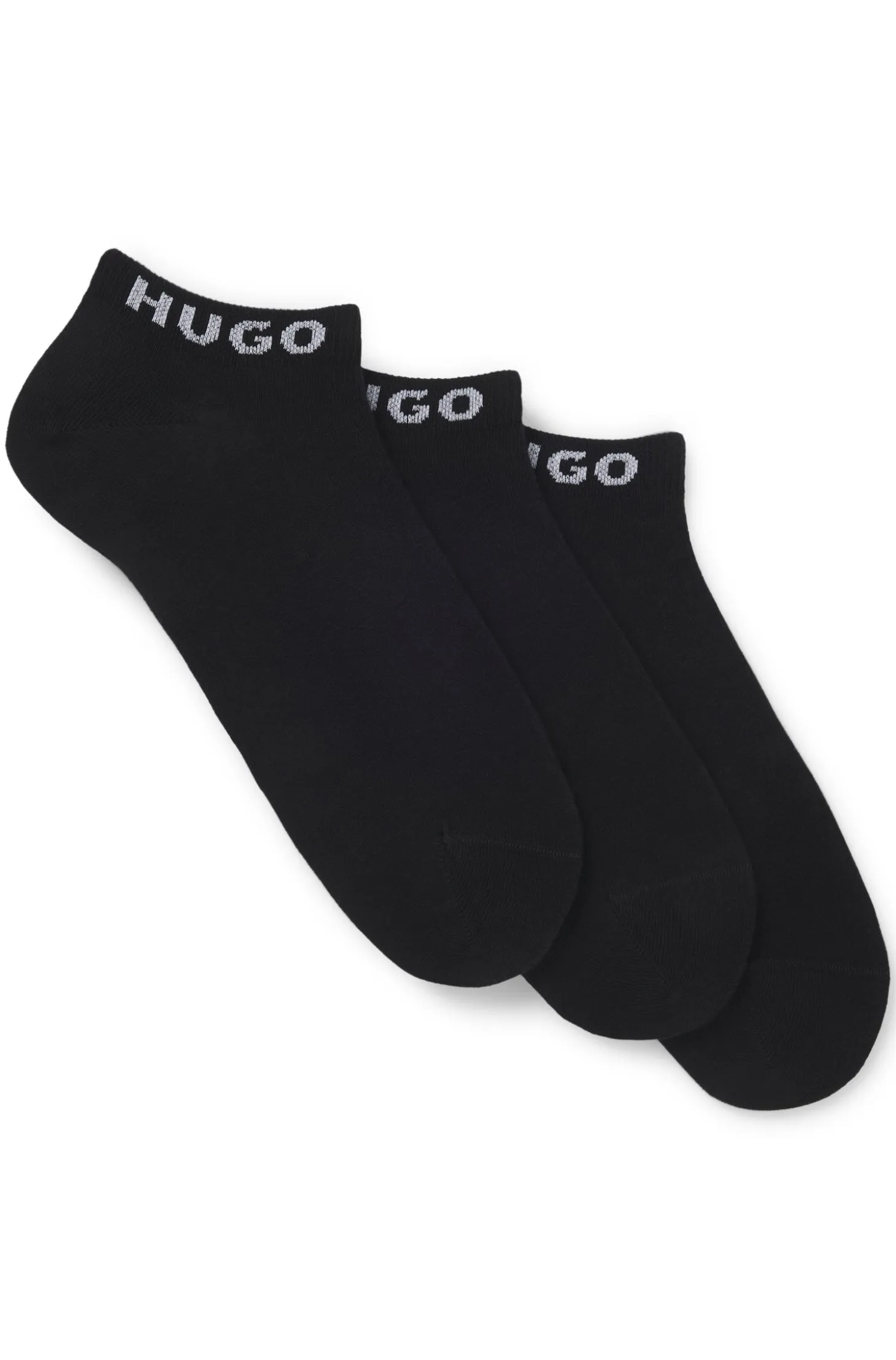 Three-pack of ankle socks with logo cuffs