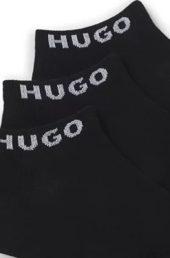 Three-pack of ankle socks with logo cuffs
