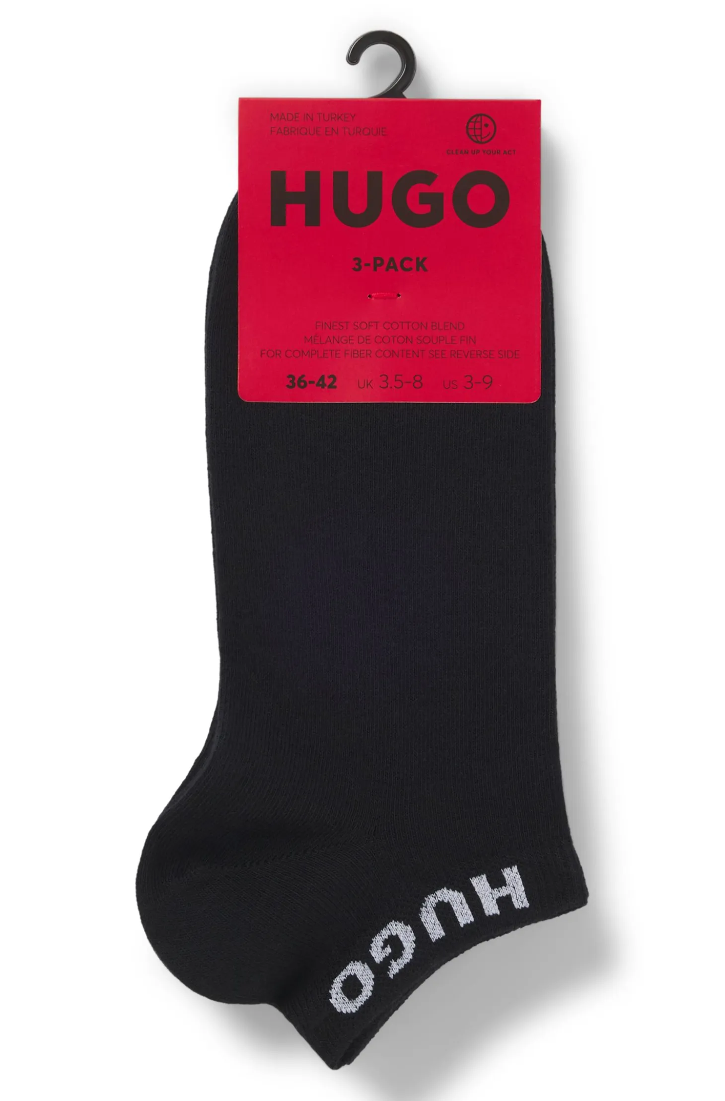Three-pack of ankle socks with logo cuffs
