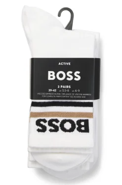 Three-pack of bamboo-blend short socks with logos
