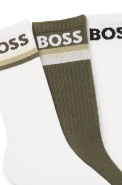 Three-pack of bamboo-blend short socks with logos
