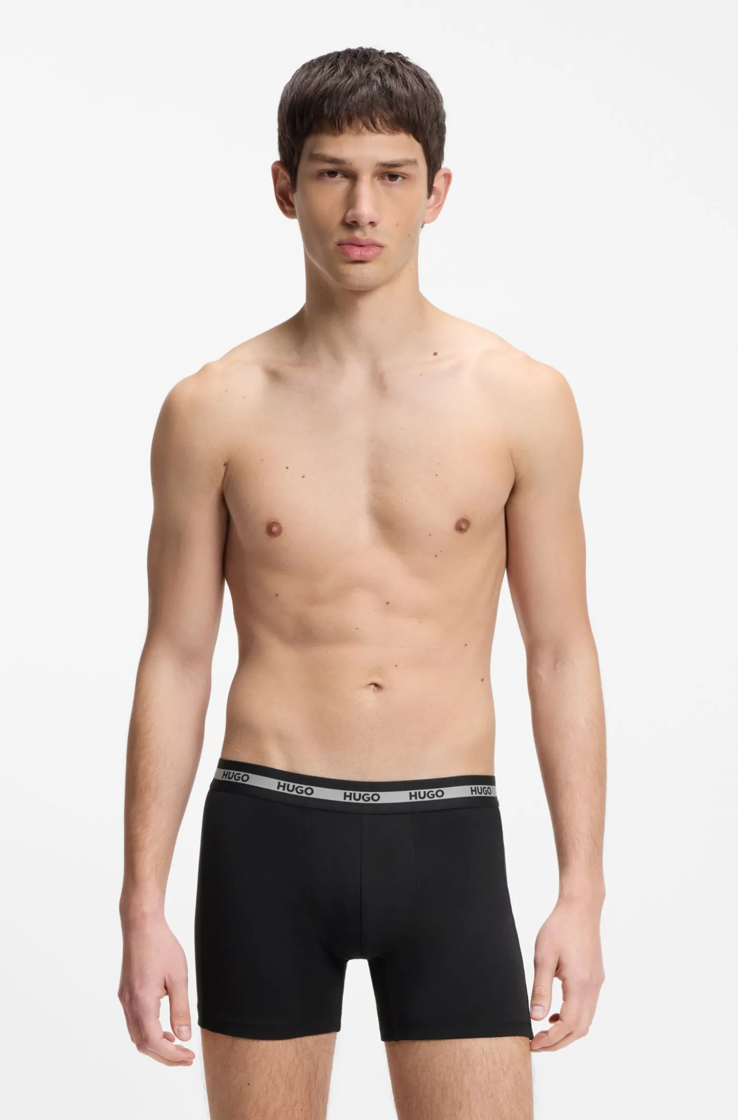 Three-pack of boxer briefs with repeat-logo waistbands
