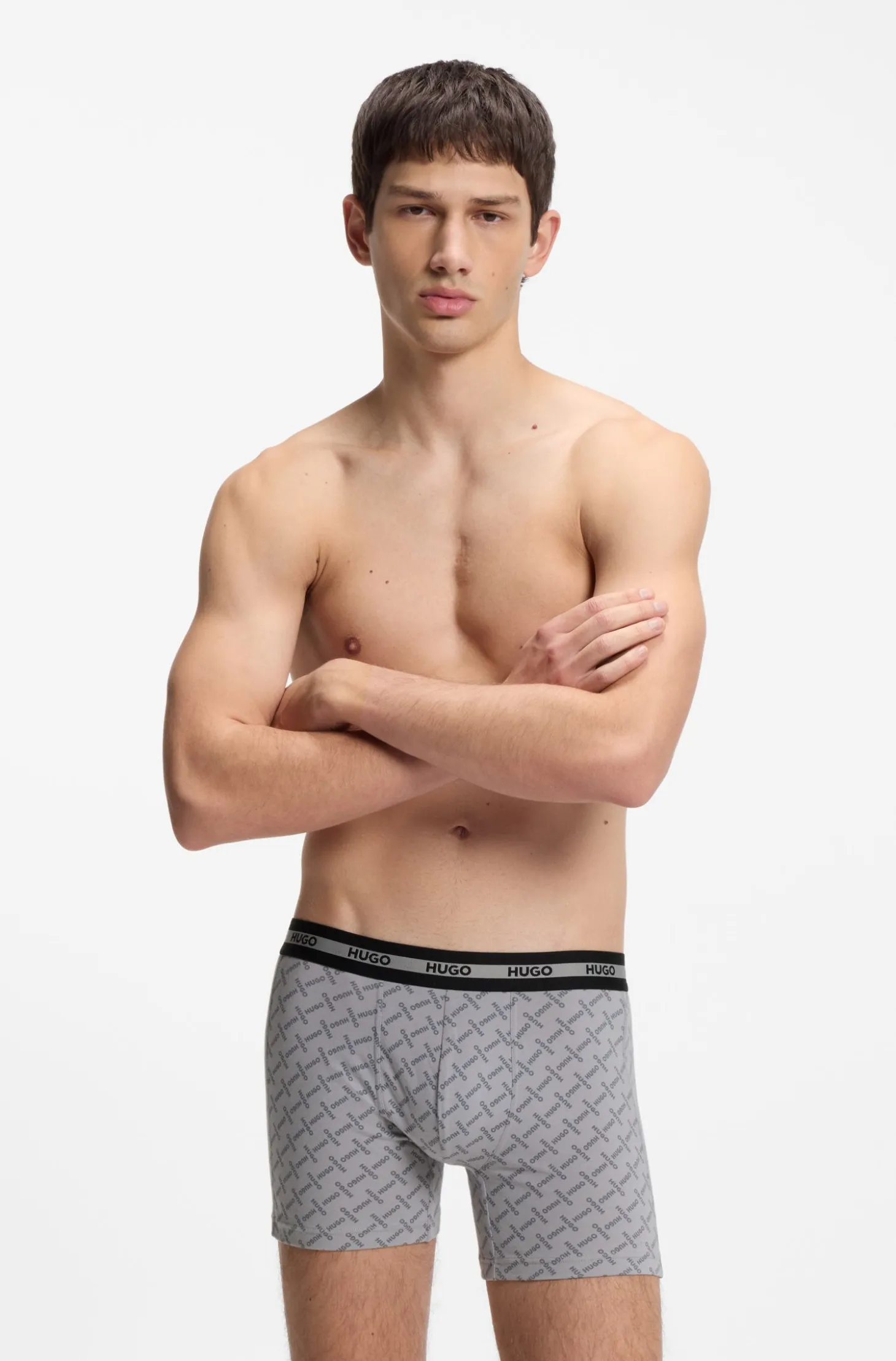 Three-pack of boxer briefs with repeat-logo waistbands