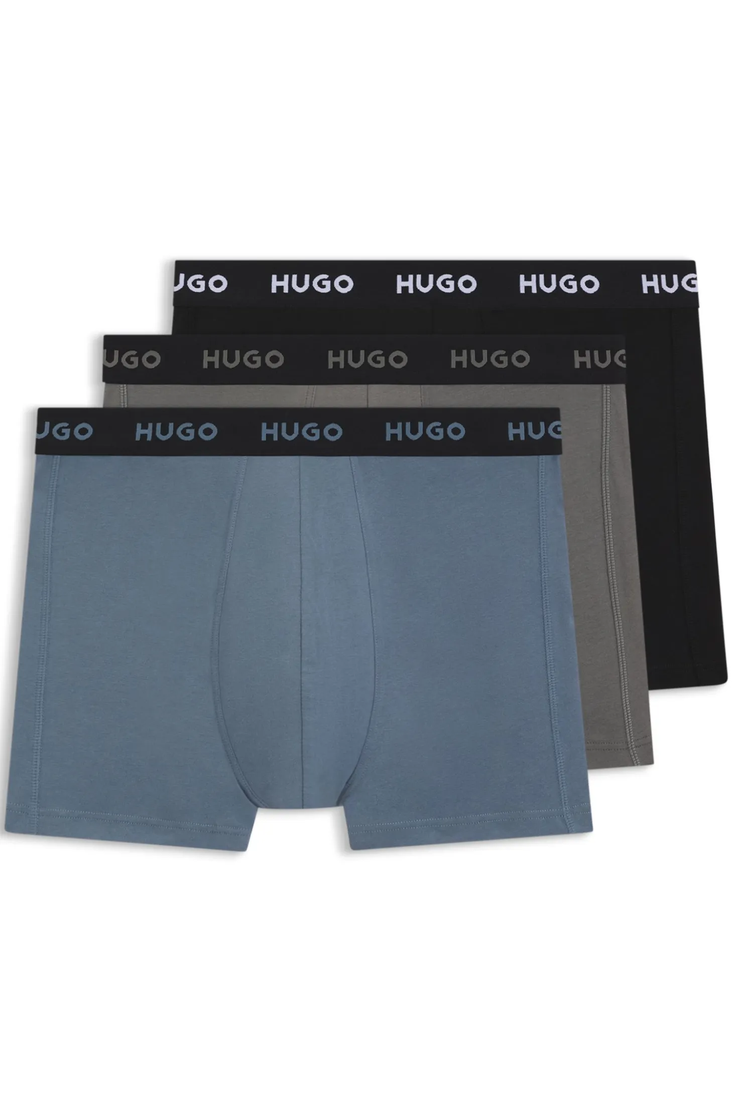 Three-pack of branded boxer briefs in stretch cotton