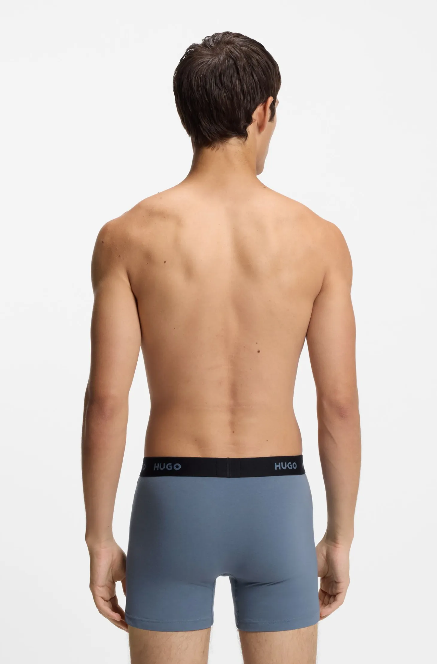 Three-pack of branded boxer briefs in stretch cotton