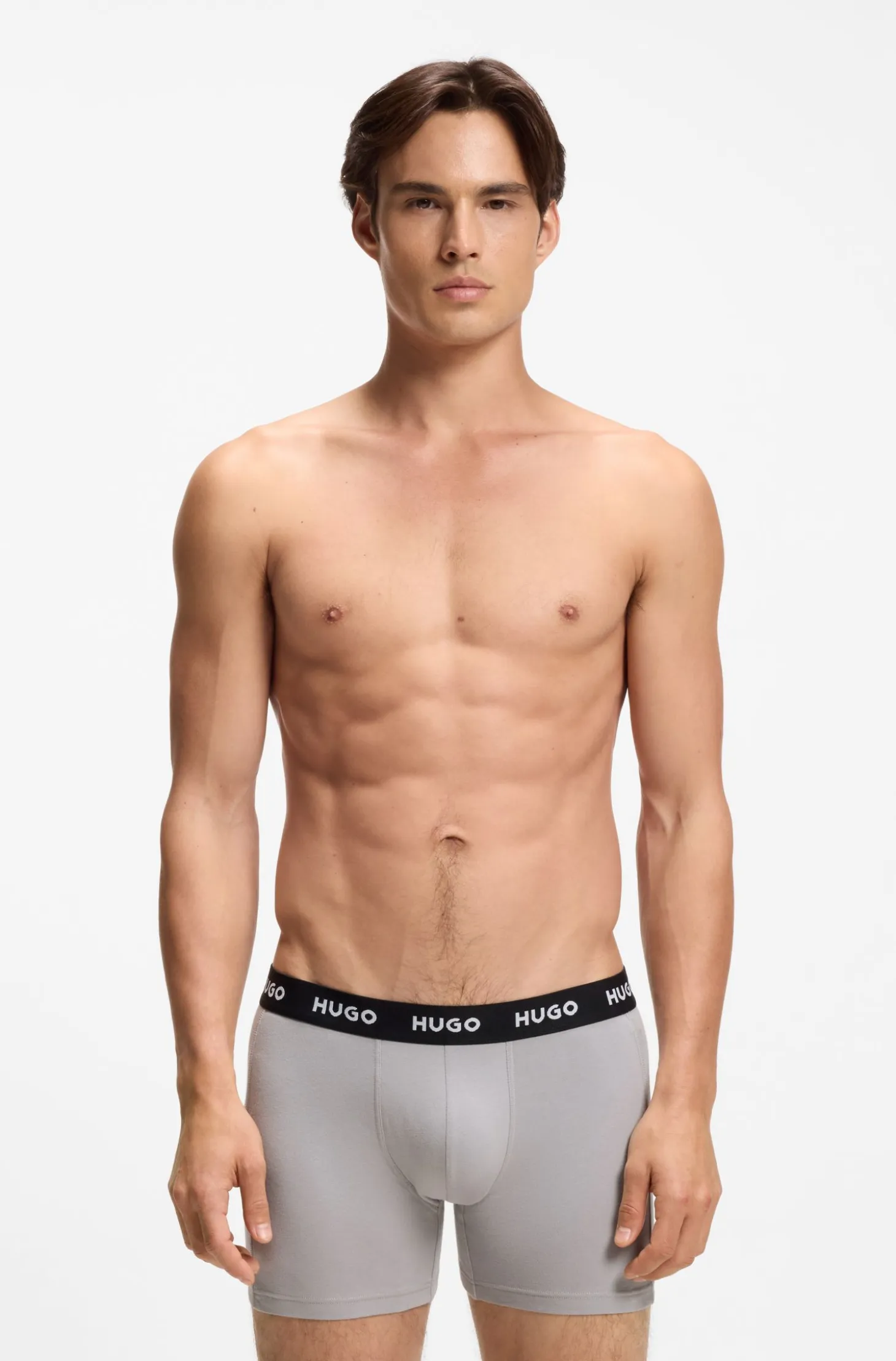 Three-pack of branded boxer briefs in stretch cotton
