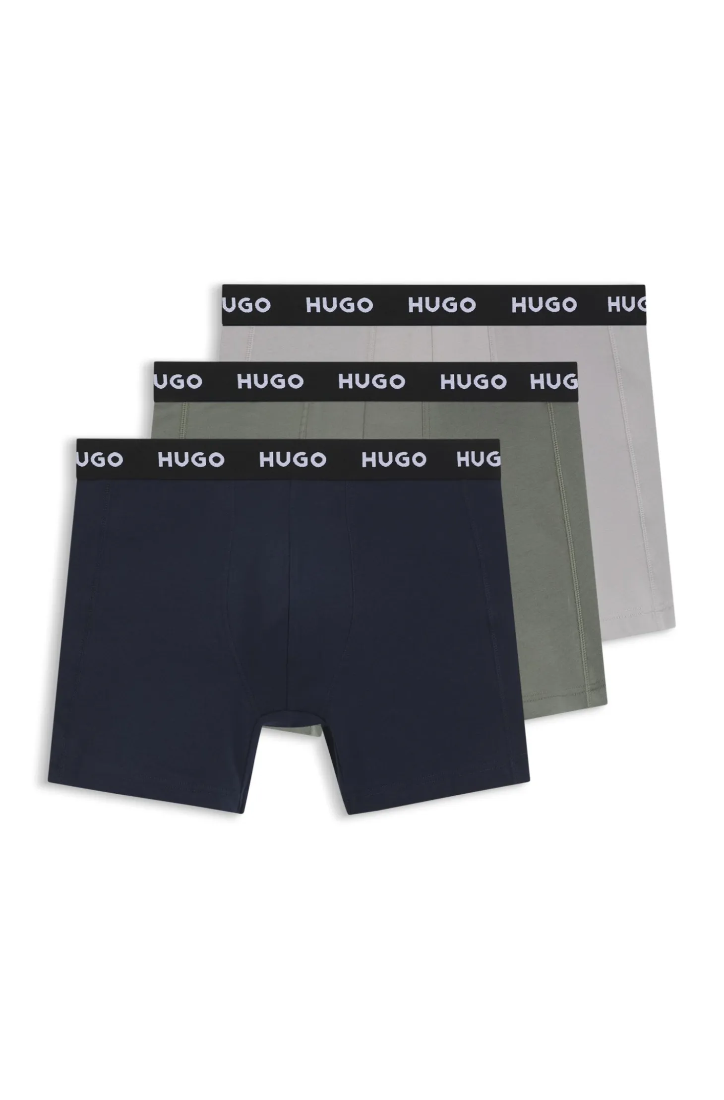 Three-pack of branded boxer briefs in stretch cotton