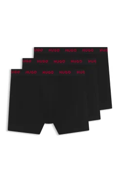 Three-pack of branded boxer briefs in stretch cotton
