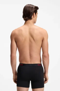 Three-pack of branded boxer briefs in stretch cotton