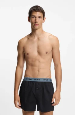 Three-pack of cotton boxer shorts with logo waistbands