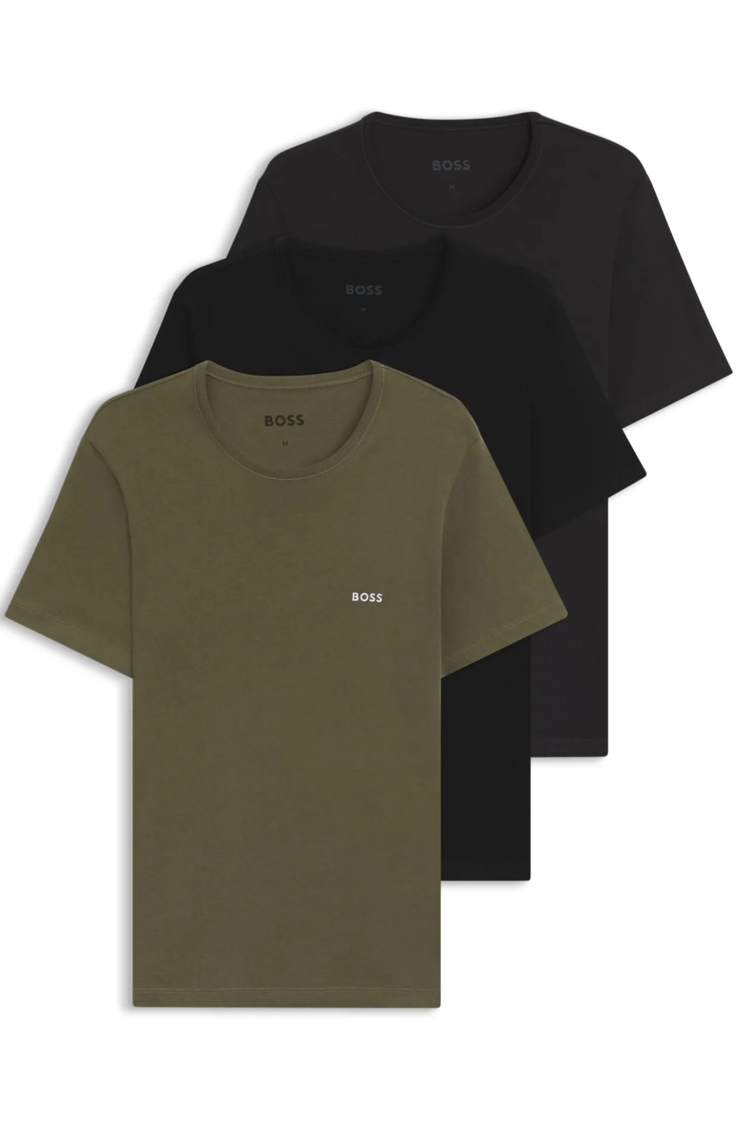 Three-pack of cotton underwear T-shirts with embroidered logo