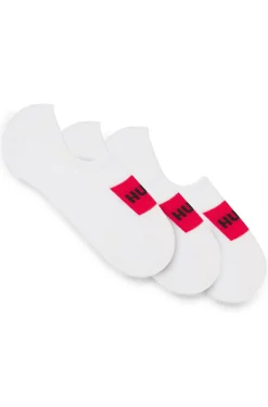 Three-pack of invisible socks with red logo labels