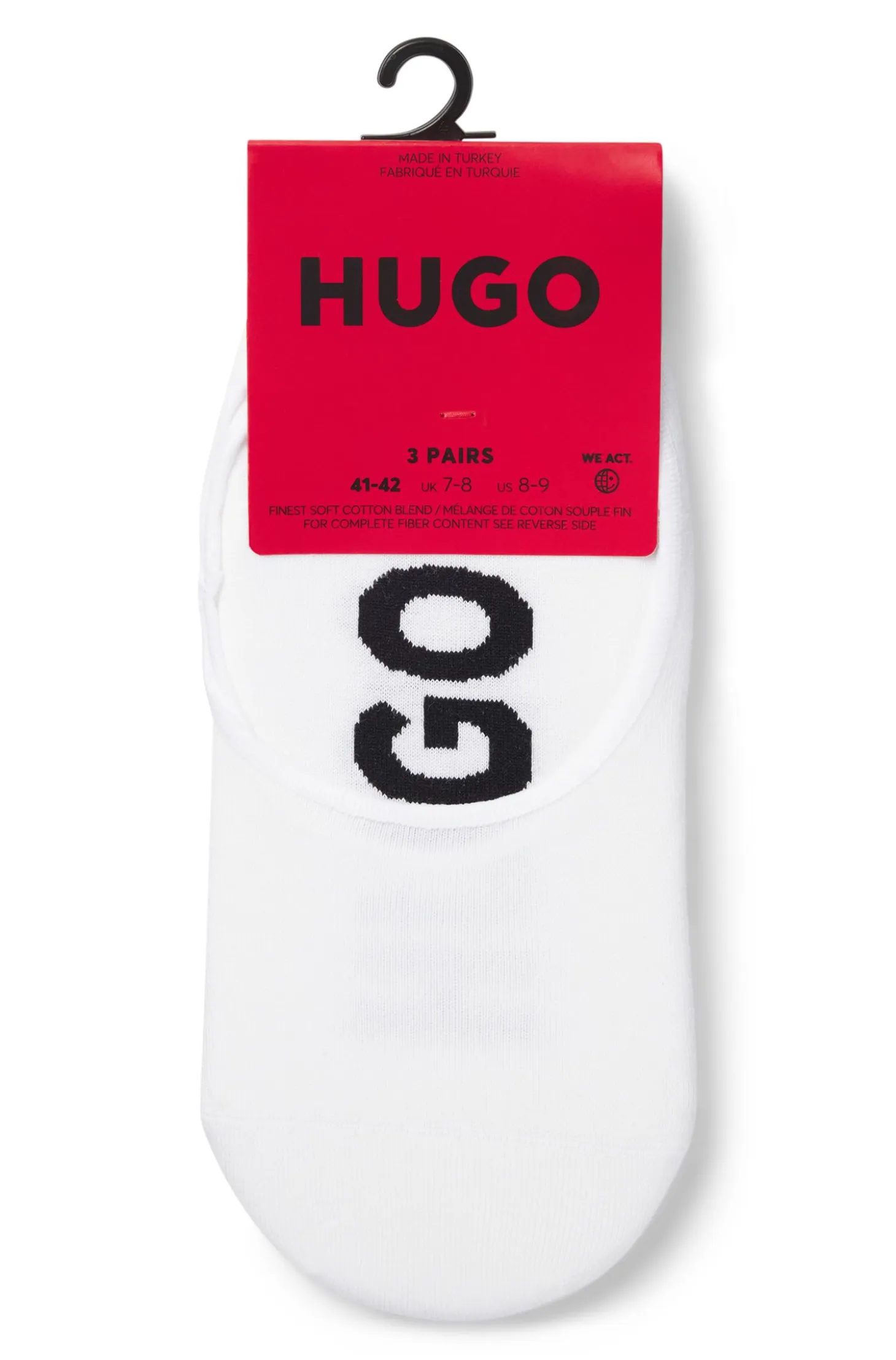 Three-pack of invisible socks with large logos