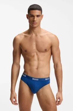 Three-pack of logo-waistband briefs in stretch cotton