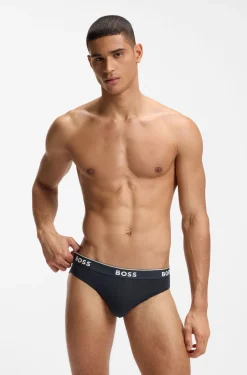 Three-pack of logo-waistband briefs in stretch cotton