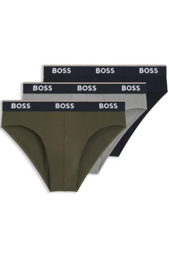 Three-pack of logo-waistband briefs in stretch cotton