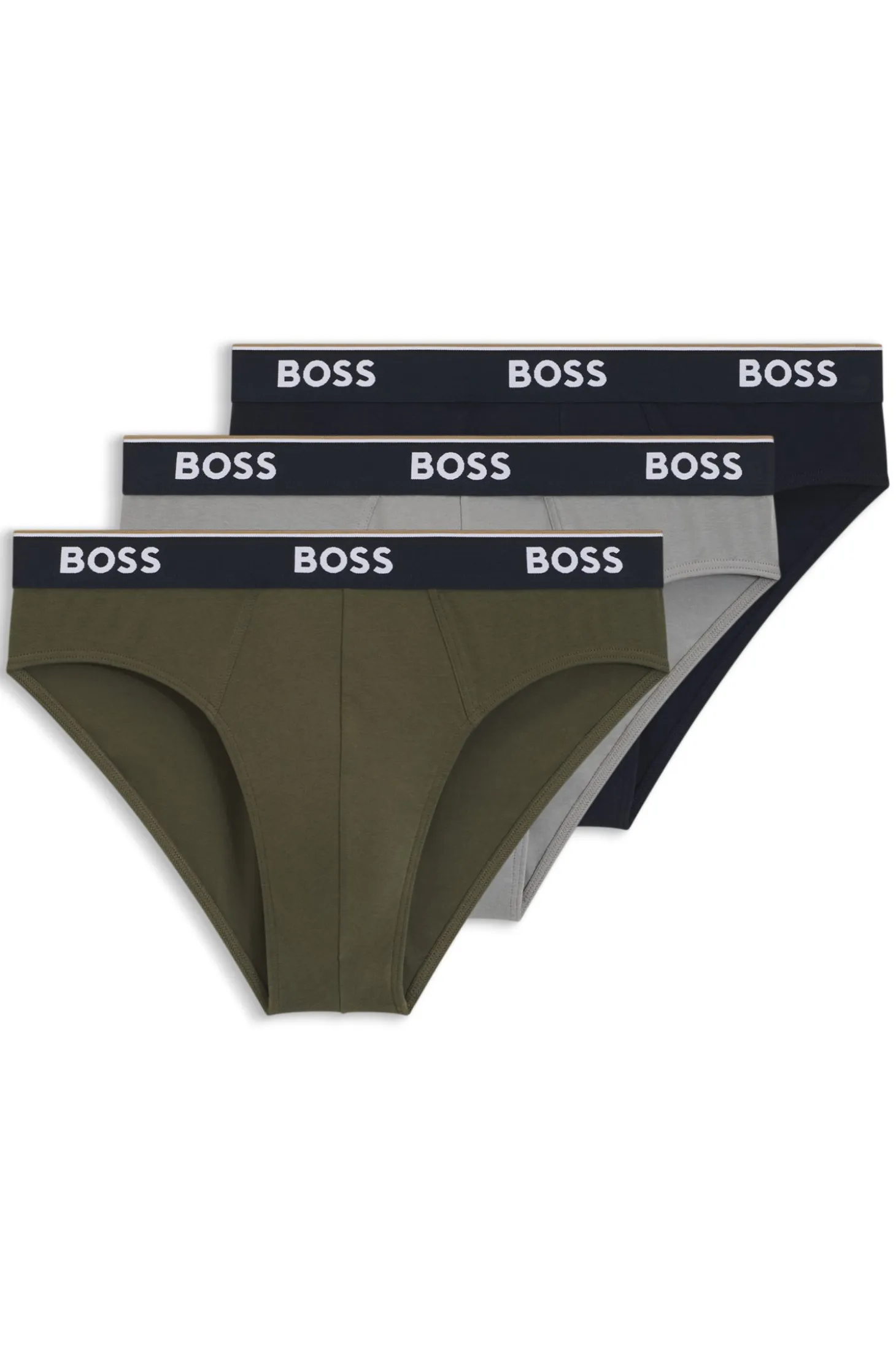 Three-pack of logo-waistband briefs in stretch cotton