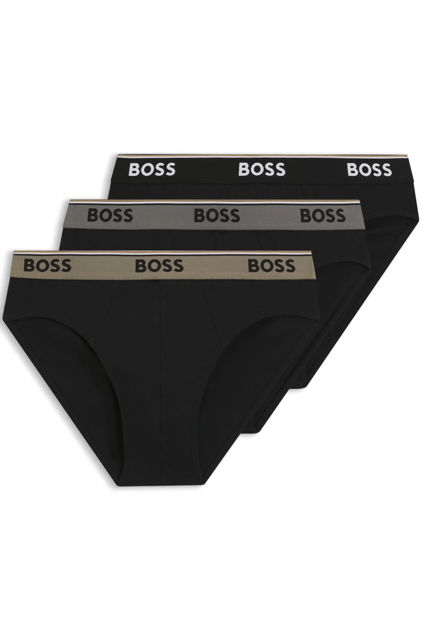 Three-pack of logo-waistband briefs in stretch cotton