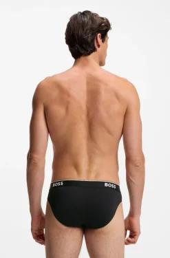 Three-pack of logo-waistband briefs in stretch cotton