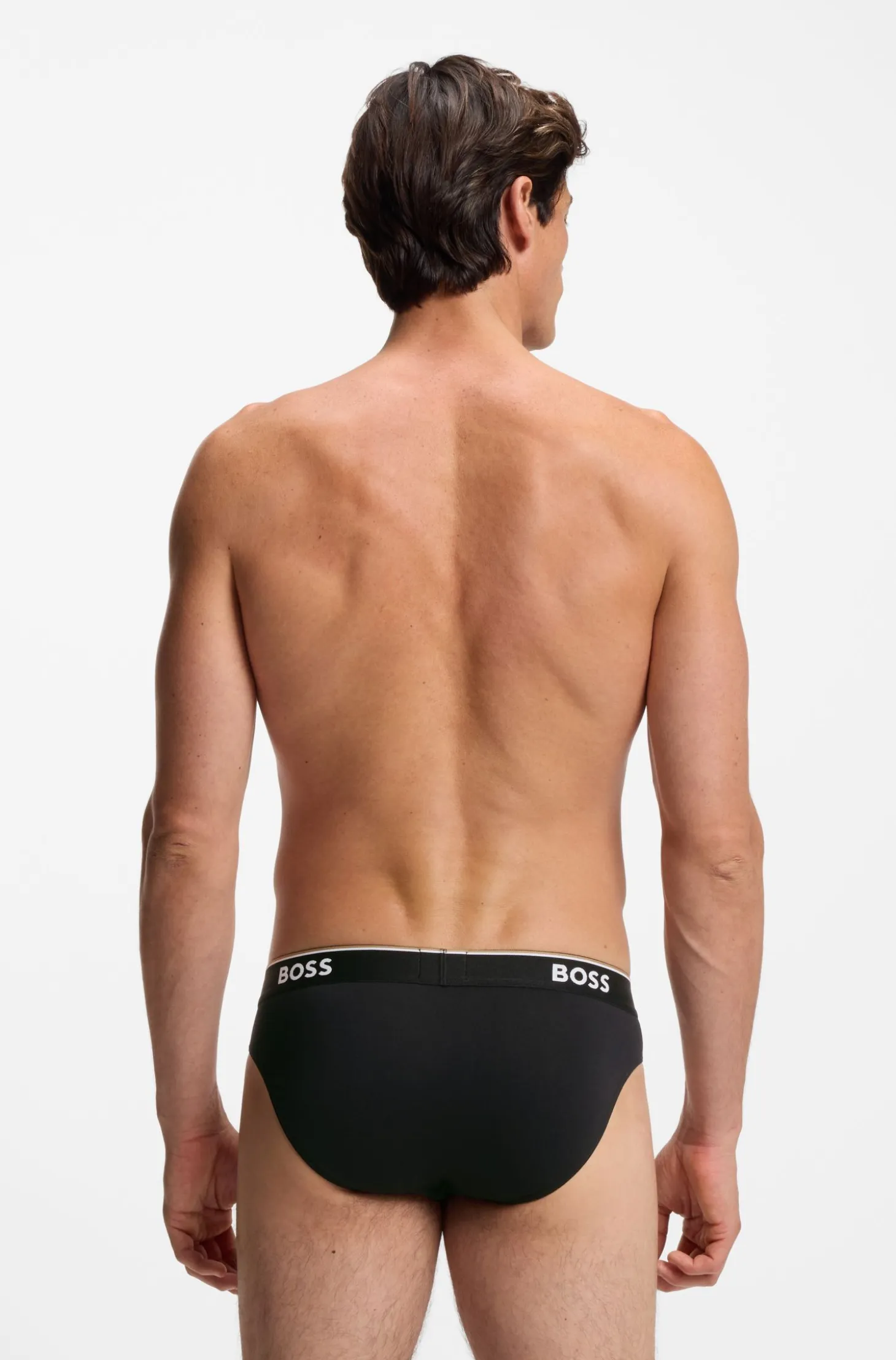 Three-pack of logo-waistband briefs in stretch cotton