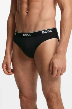 Three-pack of logo-waistband briefs in stretch cotton