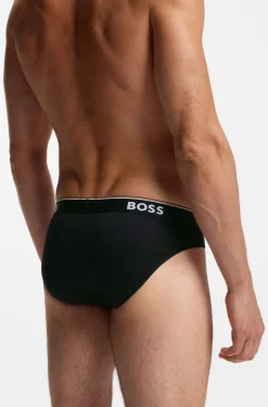 Three-pack of logo-waistband briefs in stretch cotton