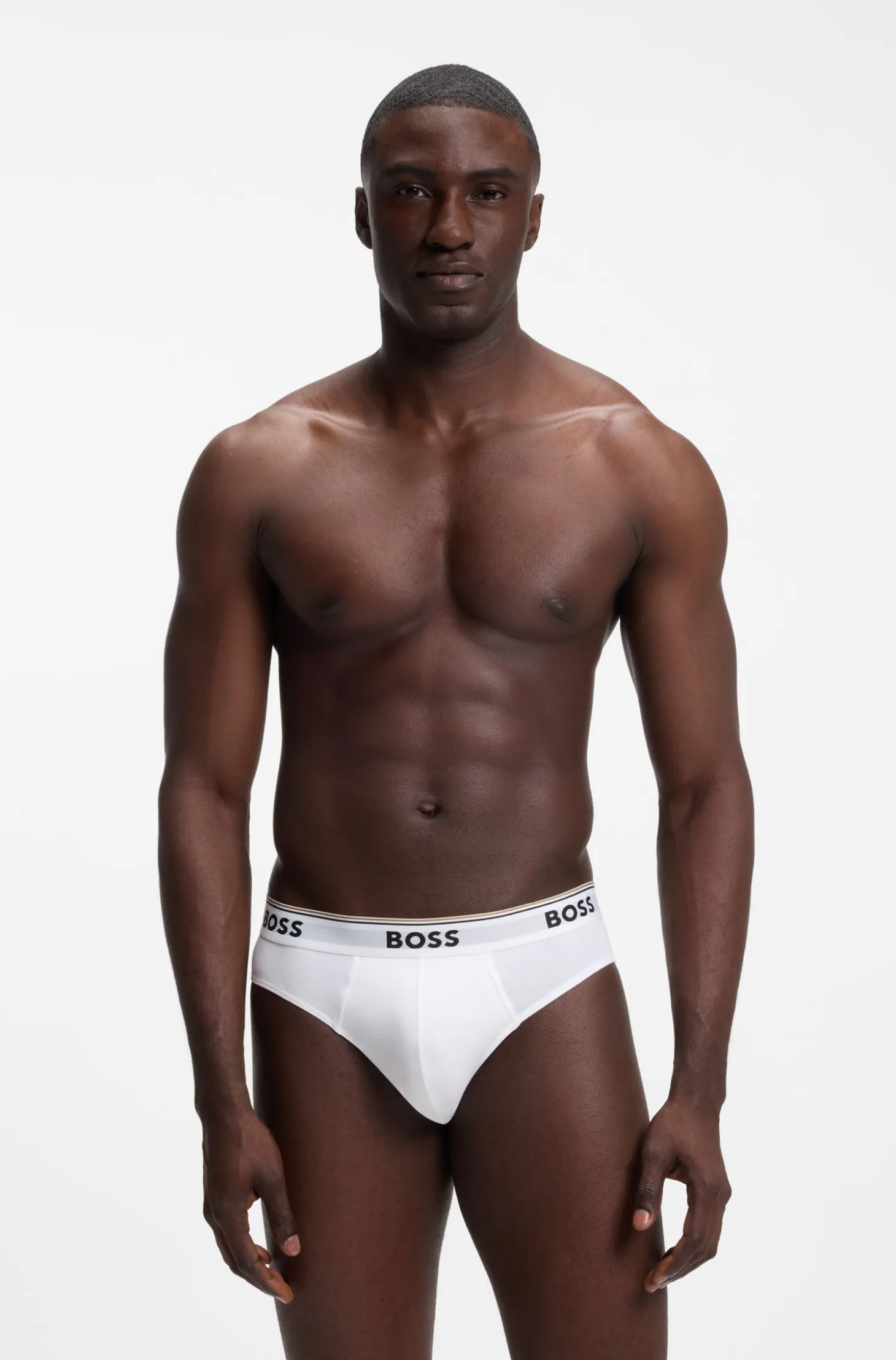 Three-pack of logo-waistband briefs in stretch cotton